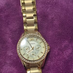 Fossil Women's Gold-Tone Watch with Crystal Accents